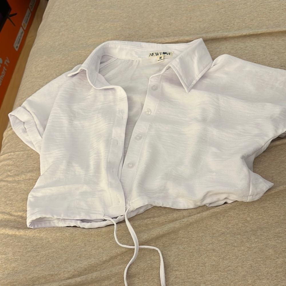 New Look White Button Down Shirt Classic Sheer Design